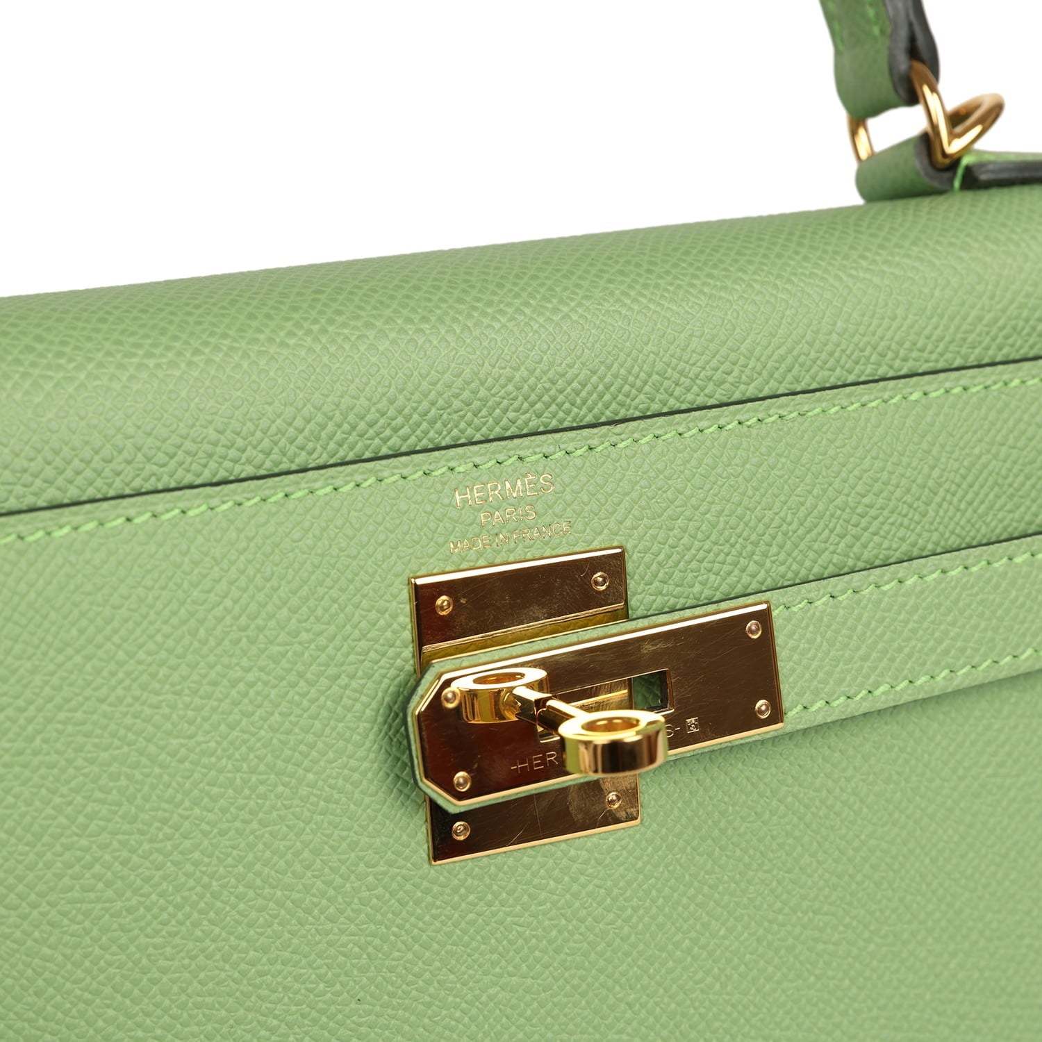 Pre-owned Hermes Kelly Sellier 28 Vert Criquet Epsom Gold Hardware