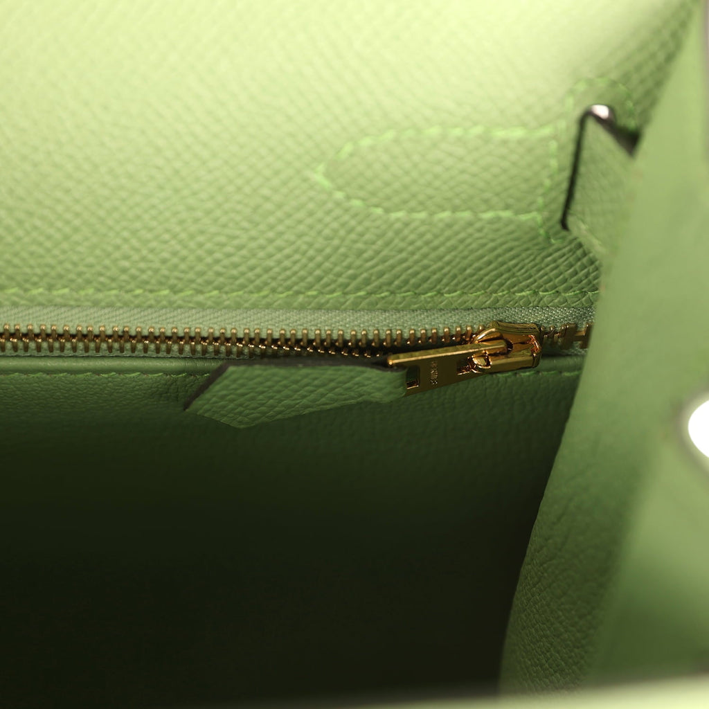 Pre-owned Hermes Kelly Sellier 28 Vert Criquet Epsom Gold Hardware