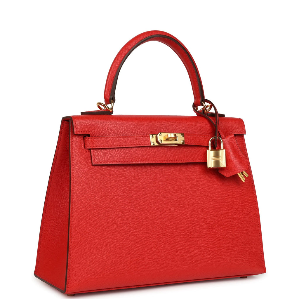 Hermes Kelly Sellier 25 Rouge de Couer Madame Gold Hardware