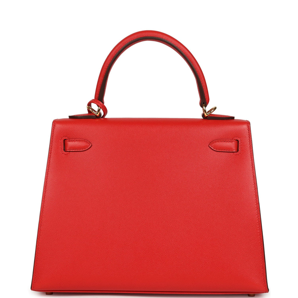 Hermes Kelly Sellier 25 Rouge de Couer Madame Gold Hardware