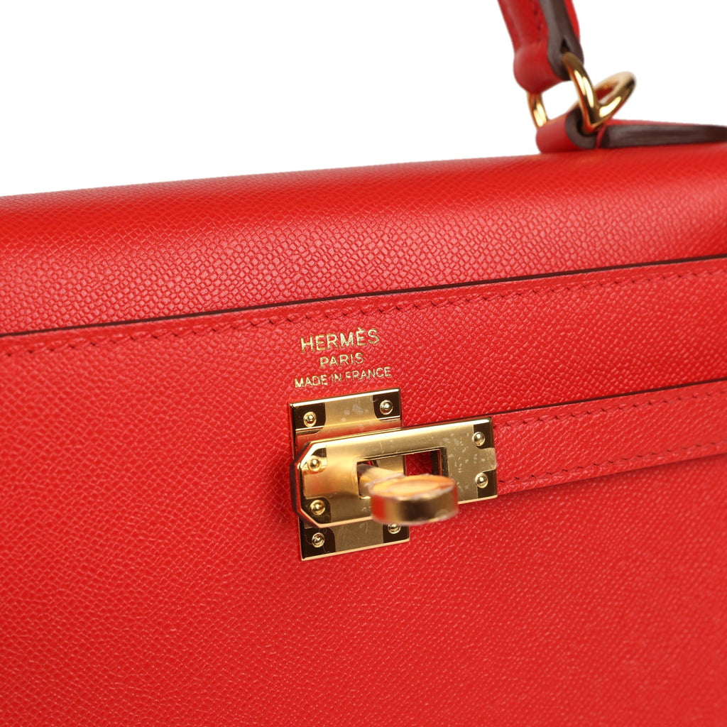 Hermes Kelly Sellier 25 Rouge de Couer Madame Gold Hardware