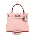 Hermes Kelly Retourne 25 Rose Sakura Swift Palladium Hardware