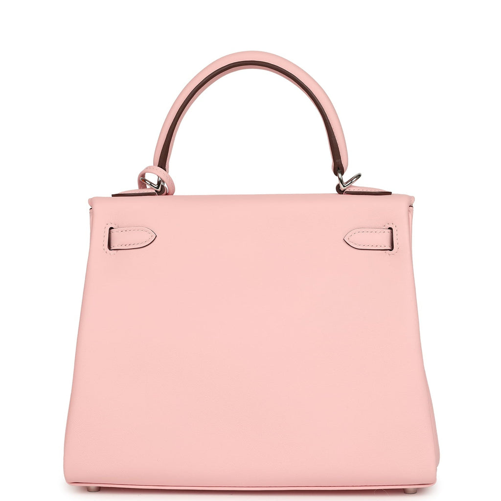 Hermes Kelly Retourne 25 Rose Sakura Swift Palladium Hardware