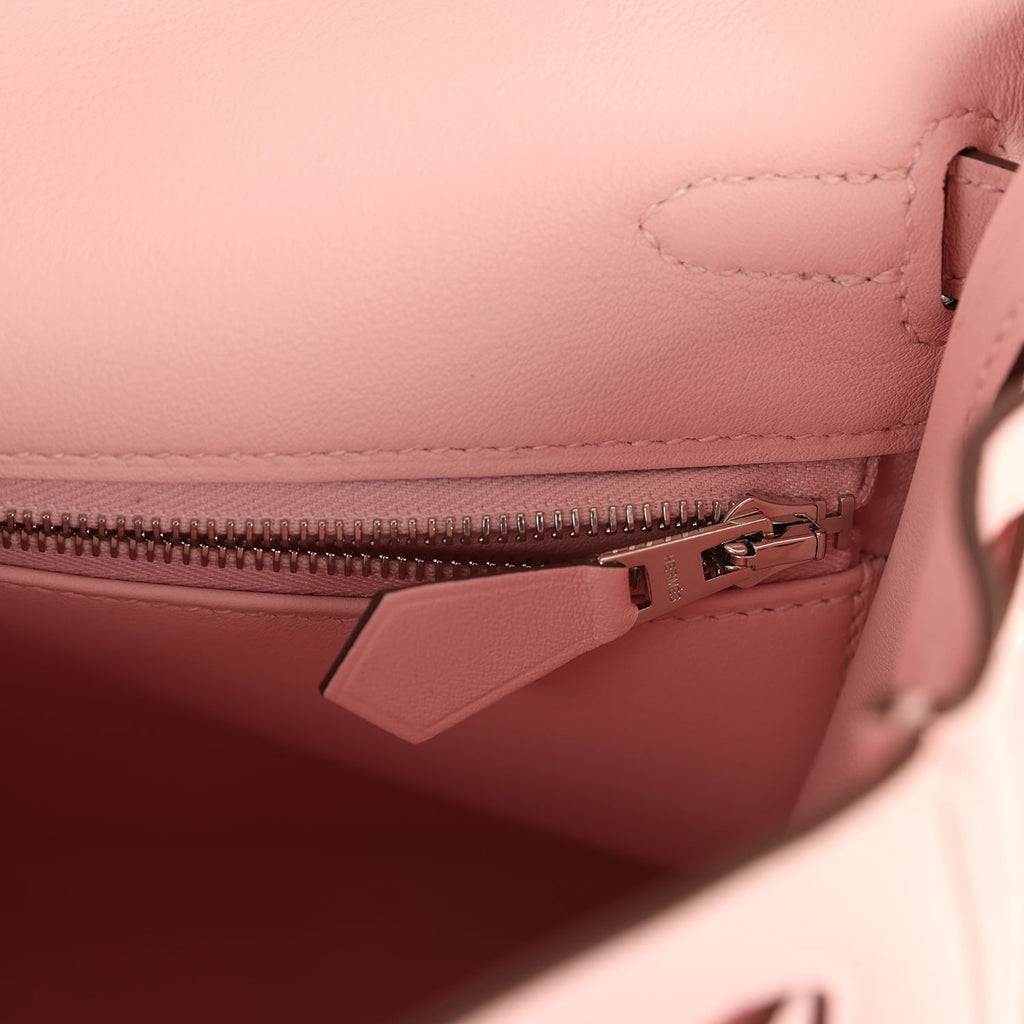 Hermes Kelly Retourne 25 Rose Sakura Swift Palladium Hardware