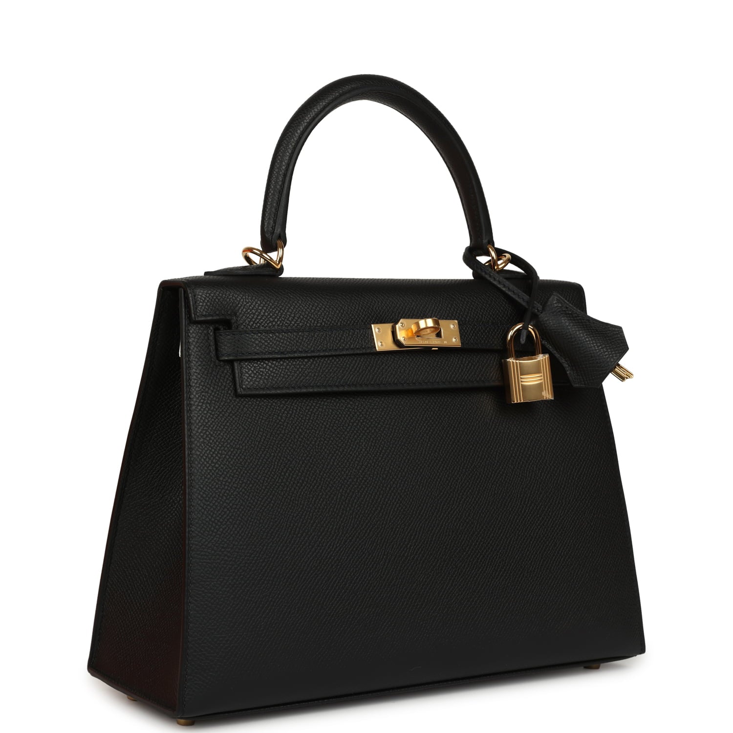 Hermes Kelly Sellier 25 Black Epsom Gold Hardware