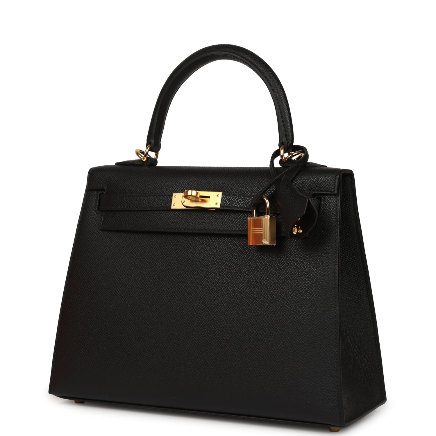 Hermes Kelly Sellier 25 Black Epsom Gold Hardware