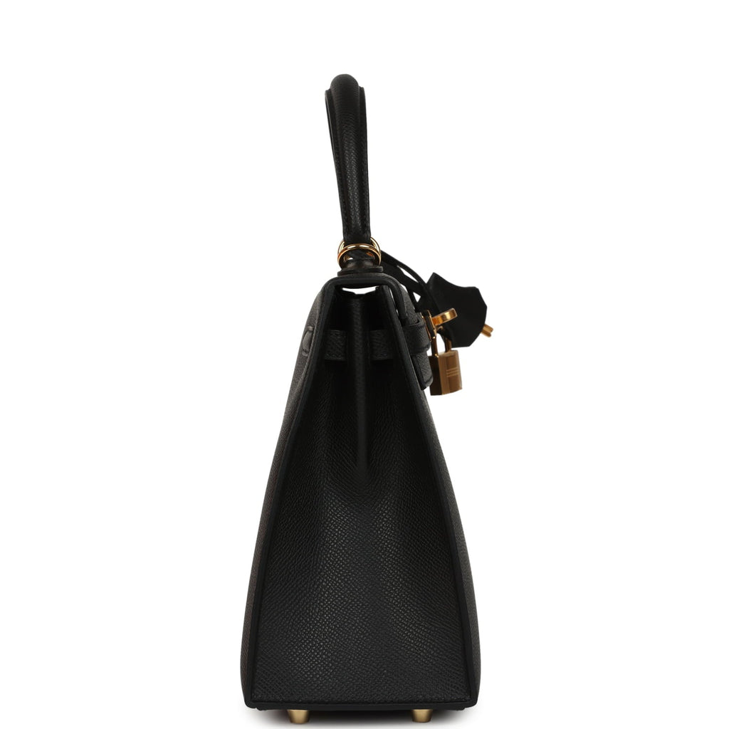 Hermes Kelly Sellier 25 Black Epsom Gold Hardware