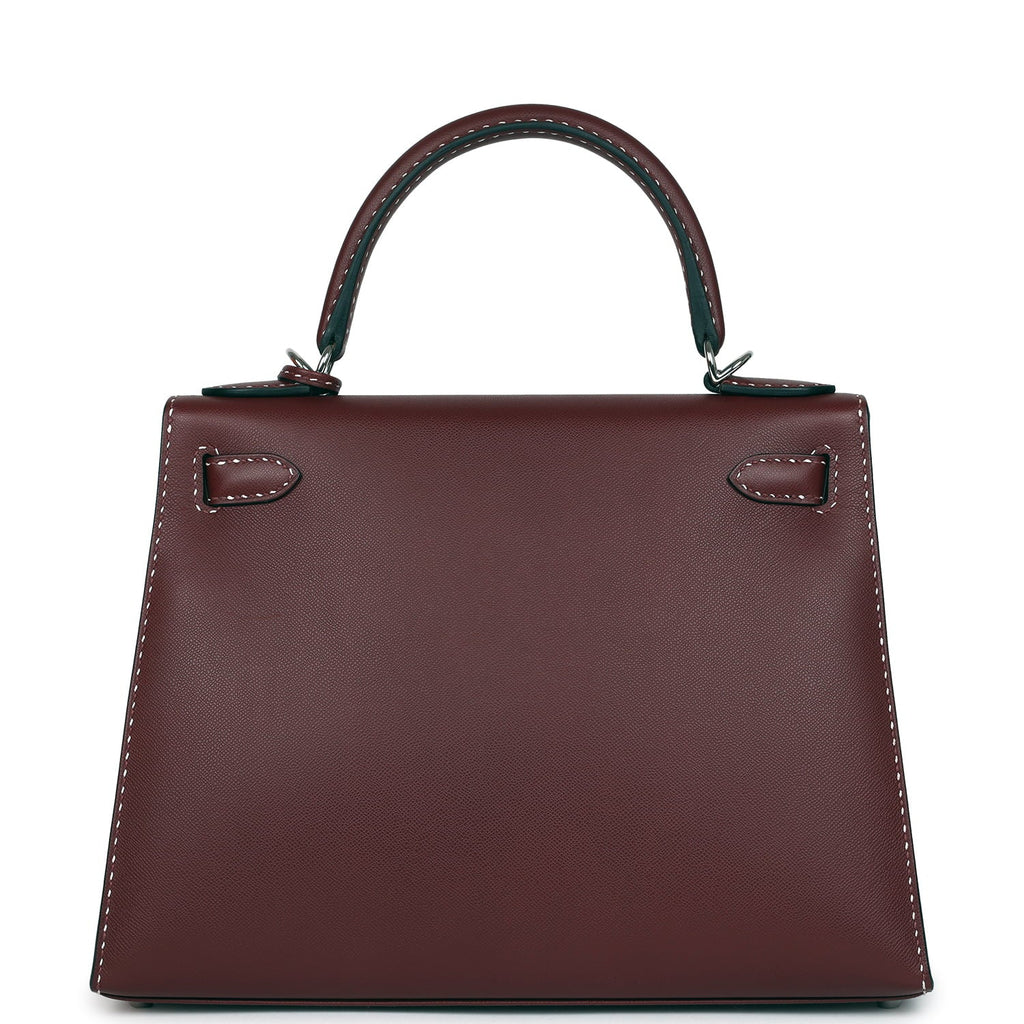 Pre-owned Hermes "Miss You" Kelly Sellier 28 Rouge H Monsieur Palladium Hardware