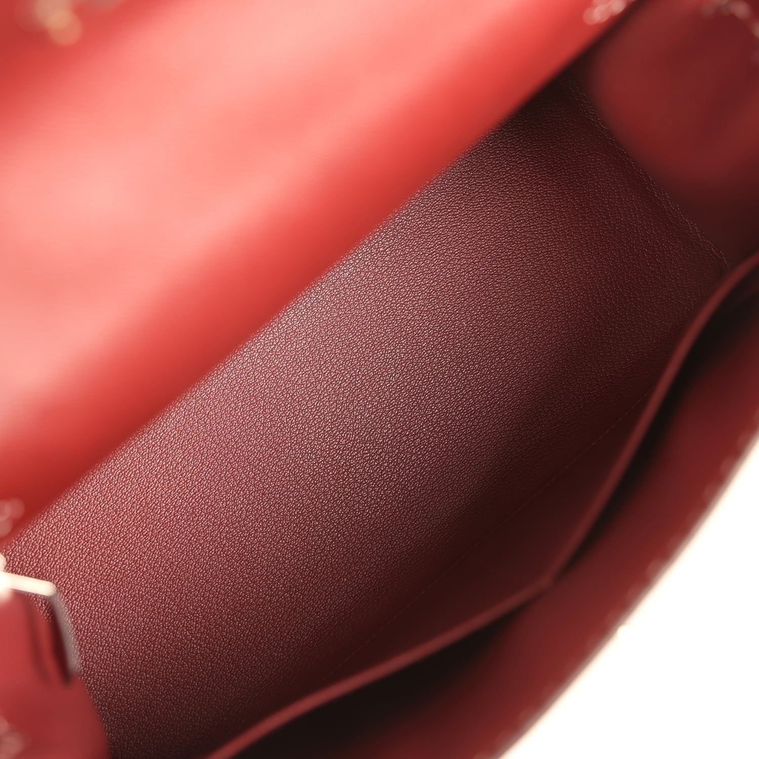 Pre-owned Hermes "Miss You" Kelly Sellier 28 Rouge H Monsieur Palladium Hardware