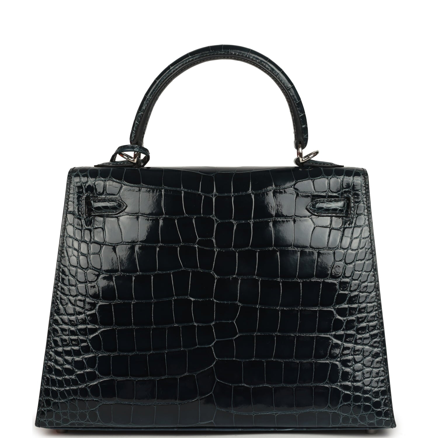 Hermes Kelly Sellier 25 Vert Rousseau Shiny Alligator Palladium Hardware