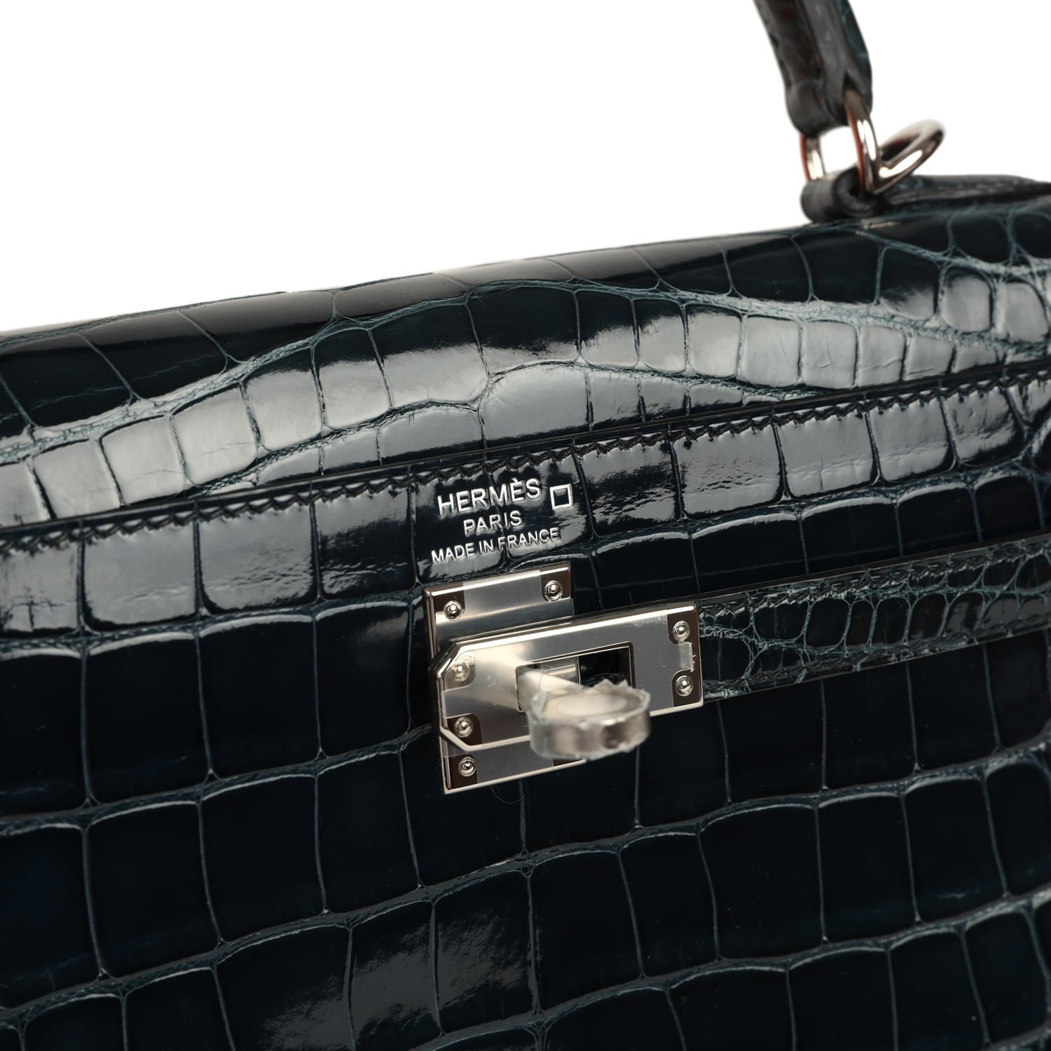 Hermes Kelly Sellier 25 Vert Rousseau Shiny Alligator Palladium Hardware