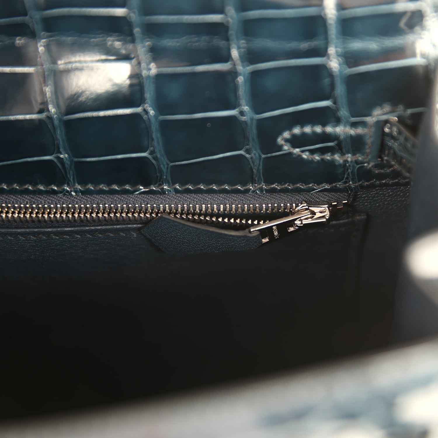 Hermes Kelly Sellier 25 Vert Rousseau Shiny Alligator Palladium Hardware