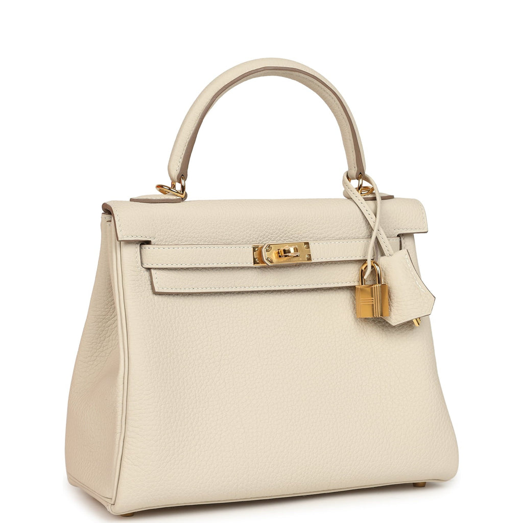Hermes Kelly Retourne 25 Craie Togo Gold Hardware