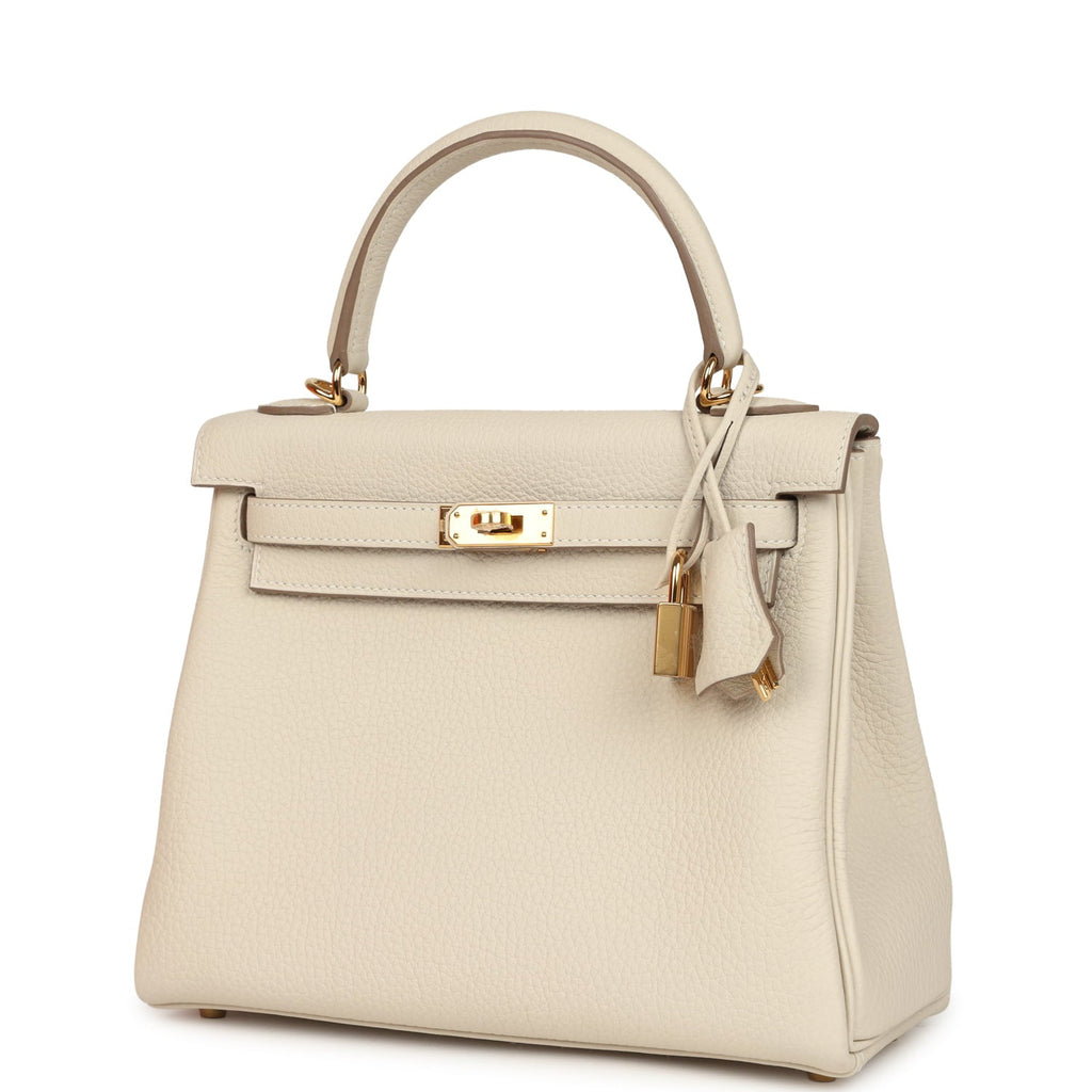Hermes Kelly Retourne 25 Craie Togo Gold Hardware