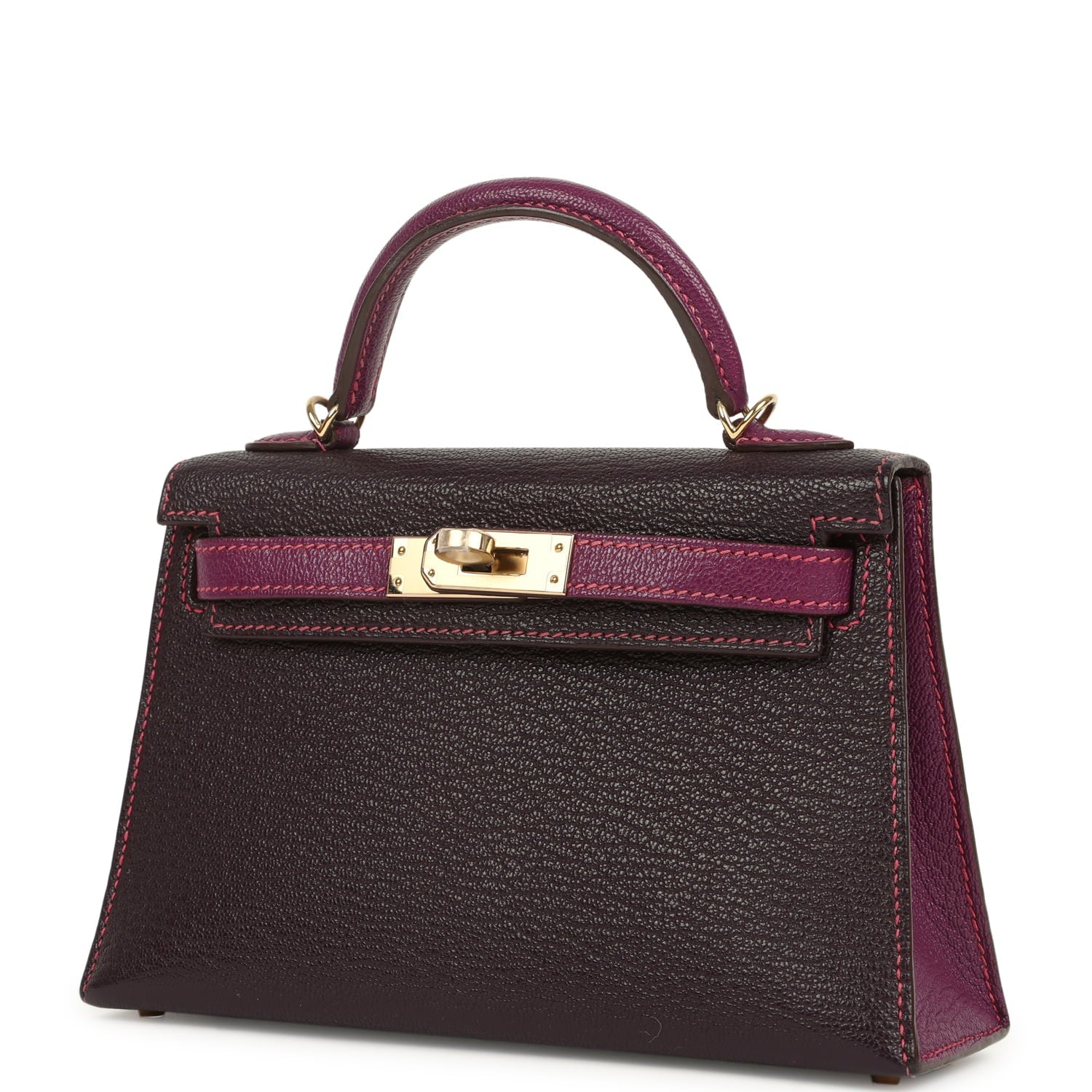 Hermes Special Order (HSS) Kelly Sellier 20 Raisin and Anemone Chevre Mysore Permabrass Hardware