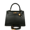 Hermes Kelly Sellier 25 Vert Fonce Box Gold Hardware