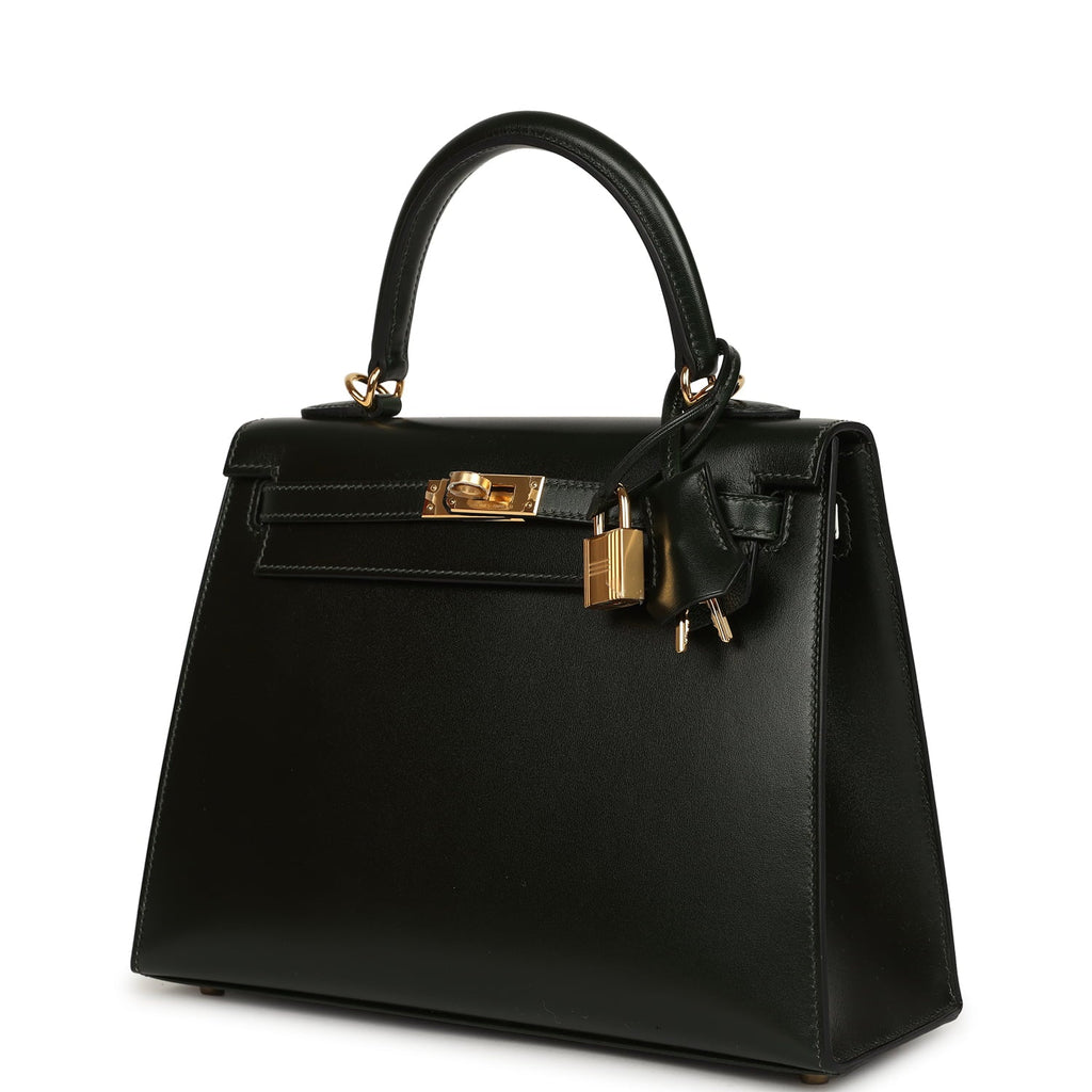 Hermes Kelly Sellier 25 Vert Fonce Box Gold Hardware