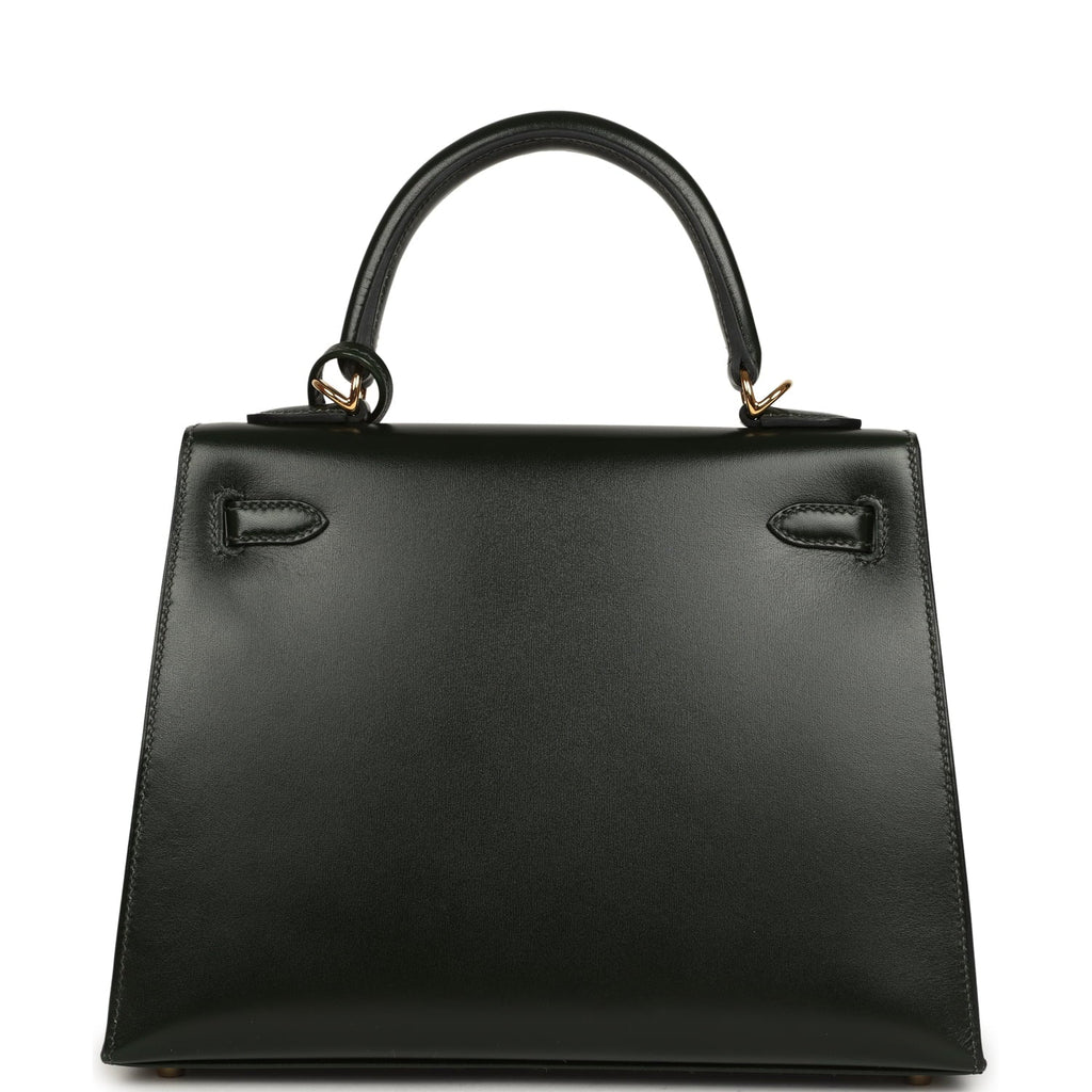 Hermes Kelly Sellier 25 Vert Fonce Box Gold Hardware