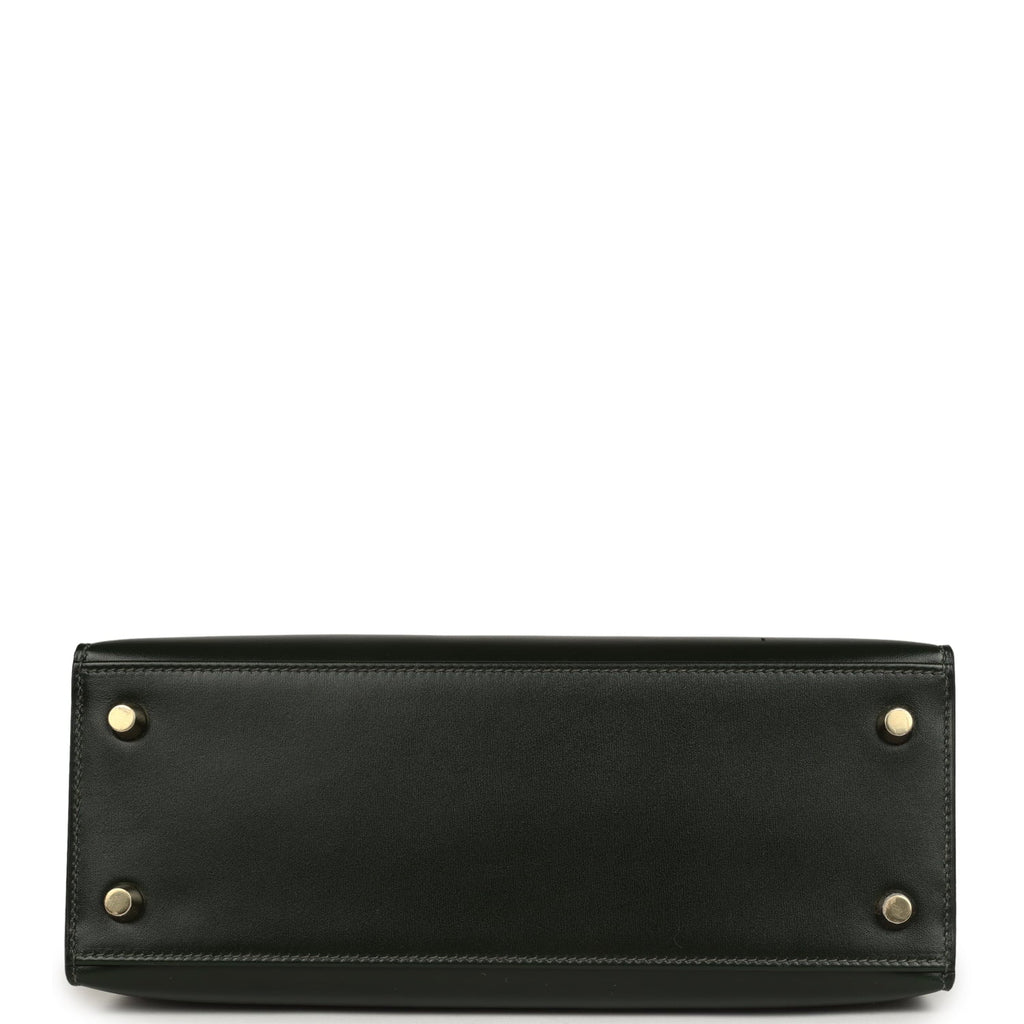 Hermes Kelly Sellier 25 Vert Fonce Box Gold Hardware