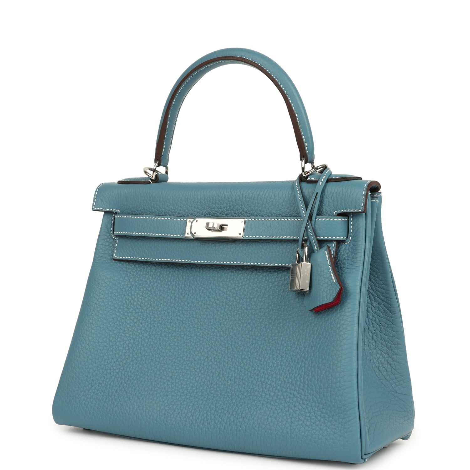 Hermes Special Order (HSS) Kelly Retourne 28 Blue Jean Verso Clemence Palladium Hardware