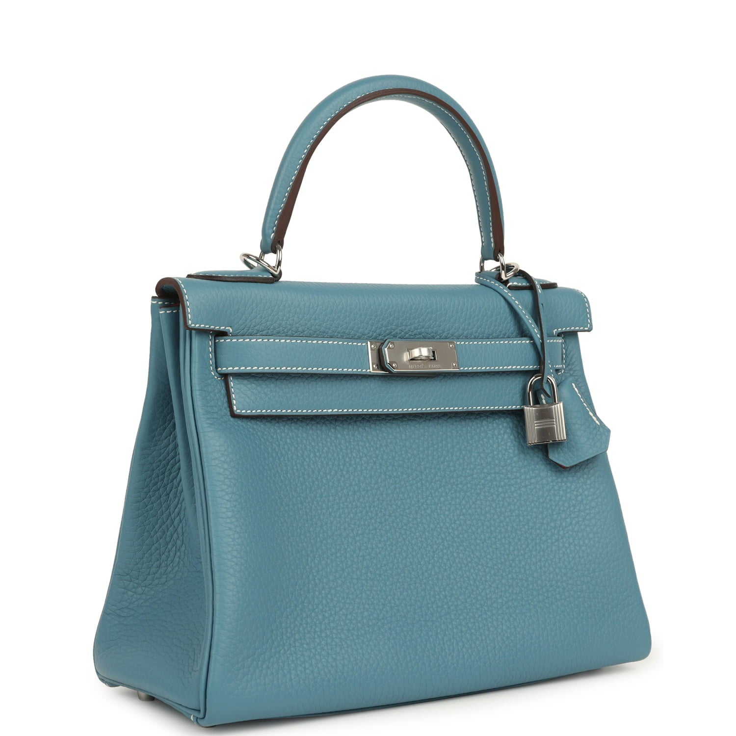 Hermes Special Order (HSS) Kelly Retourne 28 Blue Jean Verso Clemence Palladium Hardware
