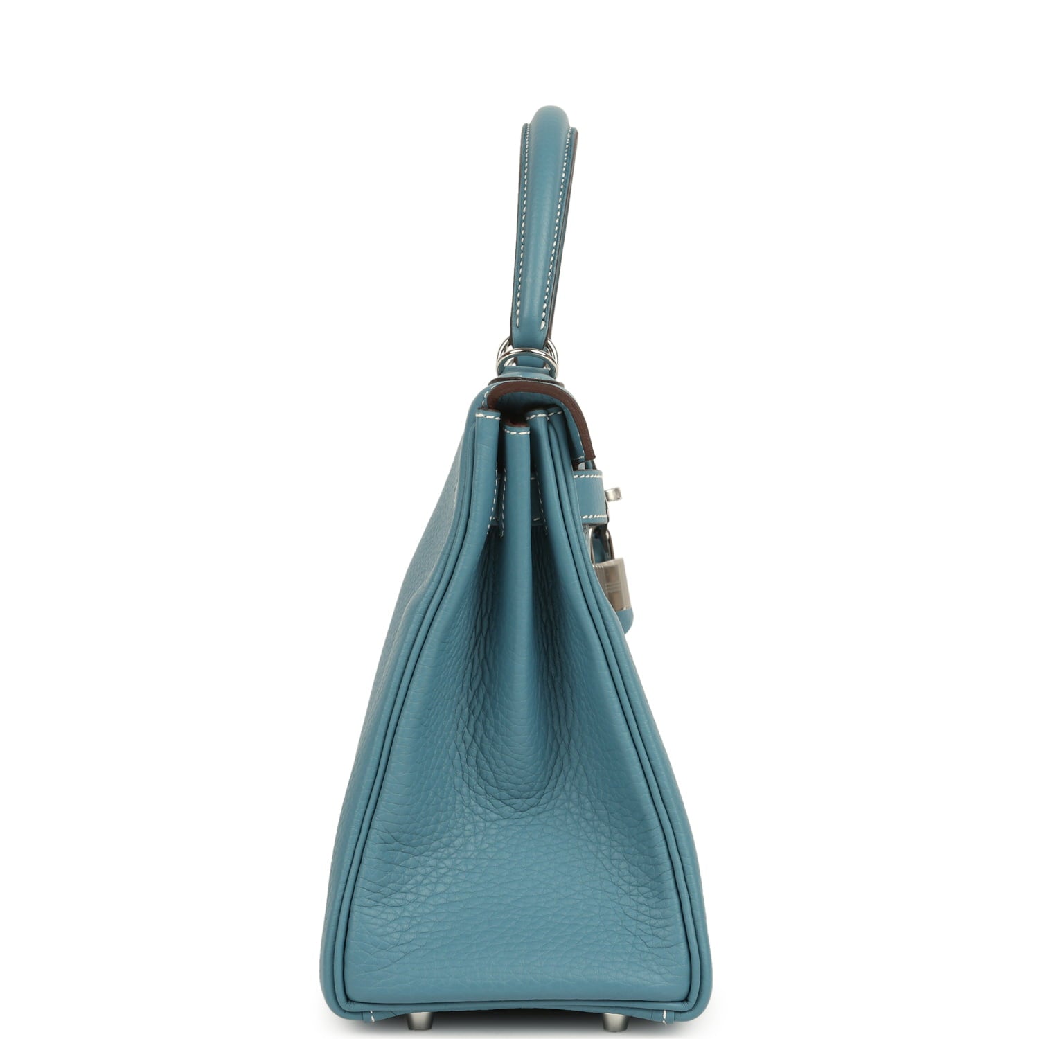 Hermes Special Order (HSS) Kelly Retourne 28 Blue Jean Verso Clemence Palladium Hardware