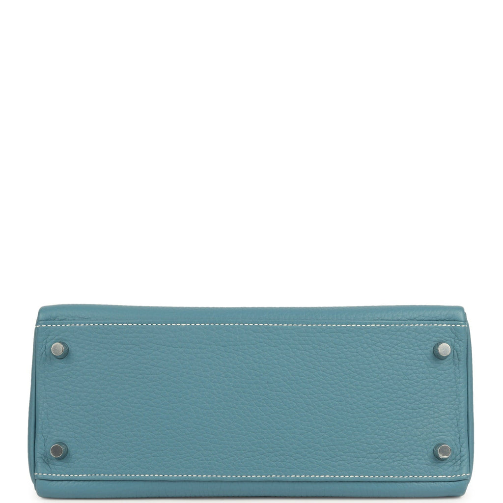 Hermes Special Order (HSS) Kelly Retourne 28 Blue Jean Verso Clemence Palladium Hardware
