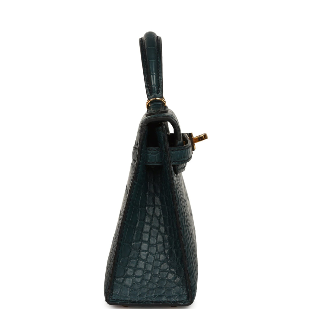 Hermes Kelly Sellier 20 Vert Rousseau Matte Alligator Gold Hardware