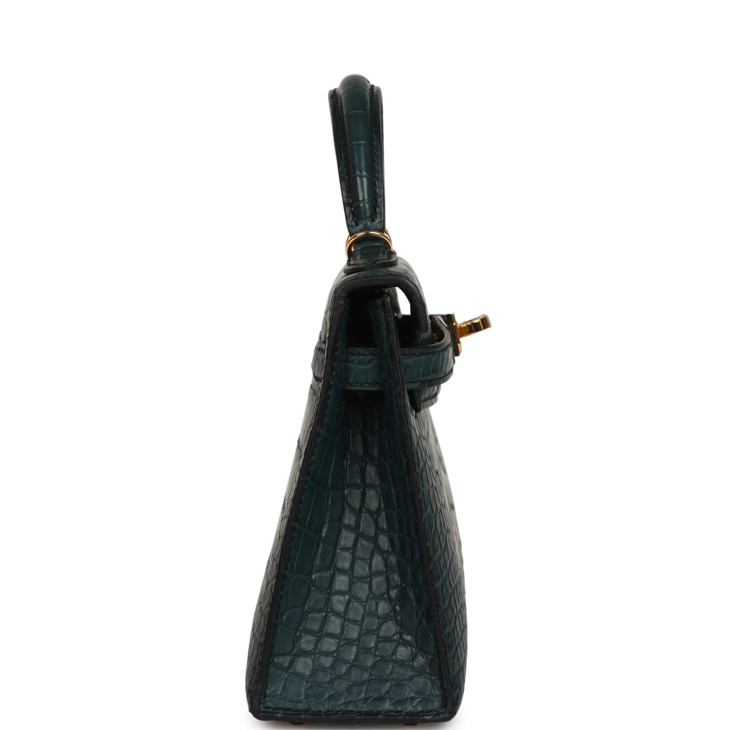 Hermes Kelly Sellier 20 Vert Rousseau Matte Alligator Gold Hardware