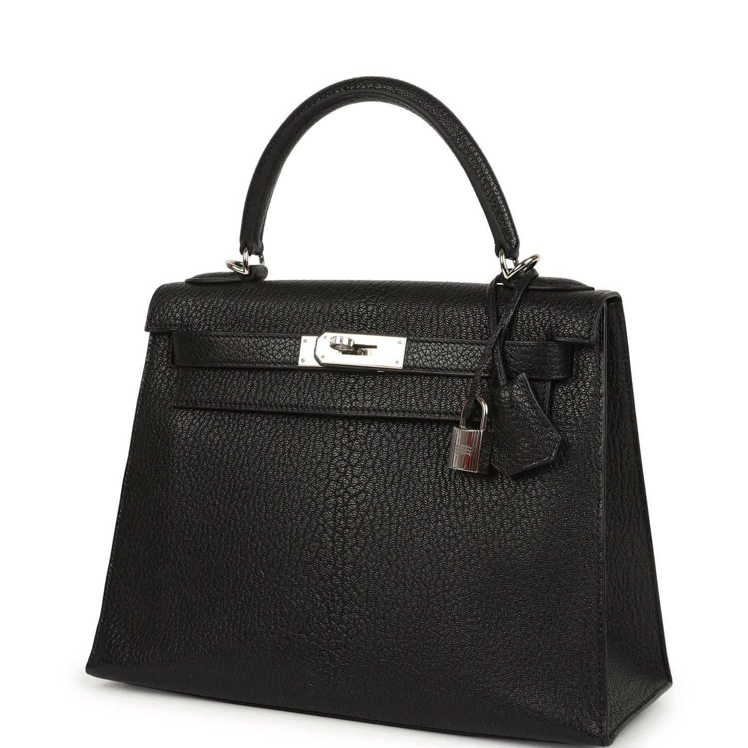 New Hermes Kelly Sellier 28 Black Chevre De Coromandel Palladium Hardware