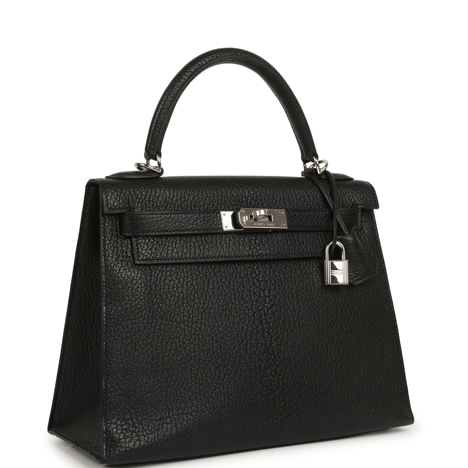 New Hermes Kelly Sellier 28 Black Chevre De Coromandel Palladium Hardware