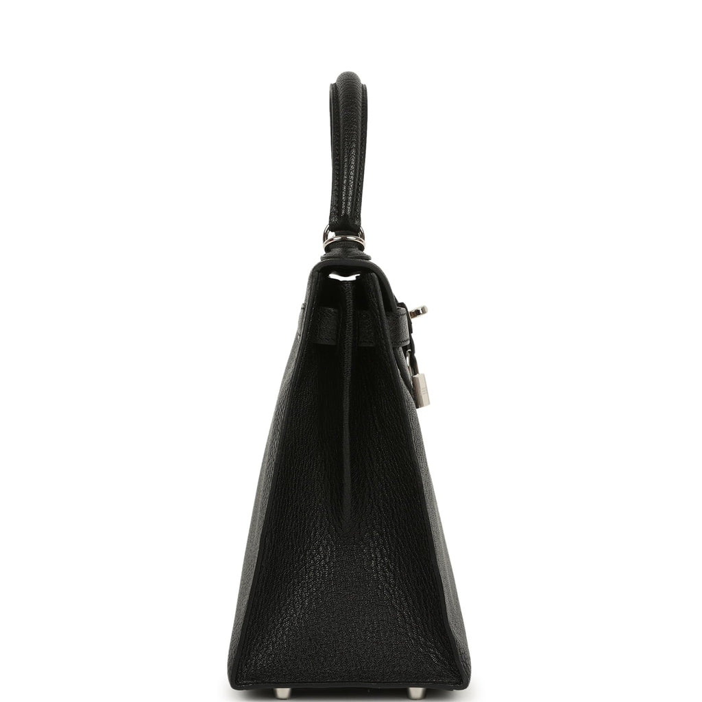 New Hermes Kelly Sellier 28 Black Chevre De Coromandel Palladium Hardware