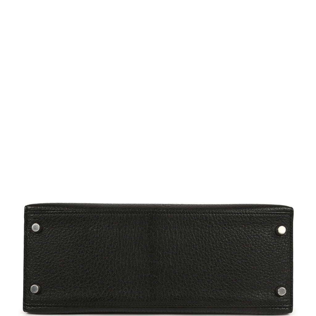 New Hermes Kelly Sellier 28 Black Chevre De Coromandel Palladium Hardware