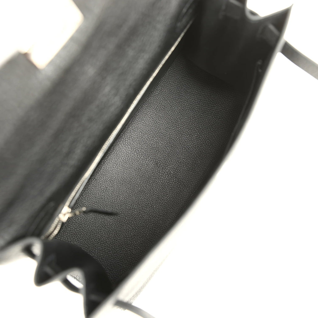 New Hermes Kelly Sellier 28 Black Chevre De Coromandel Palladium Hardware