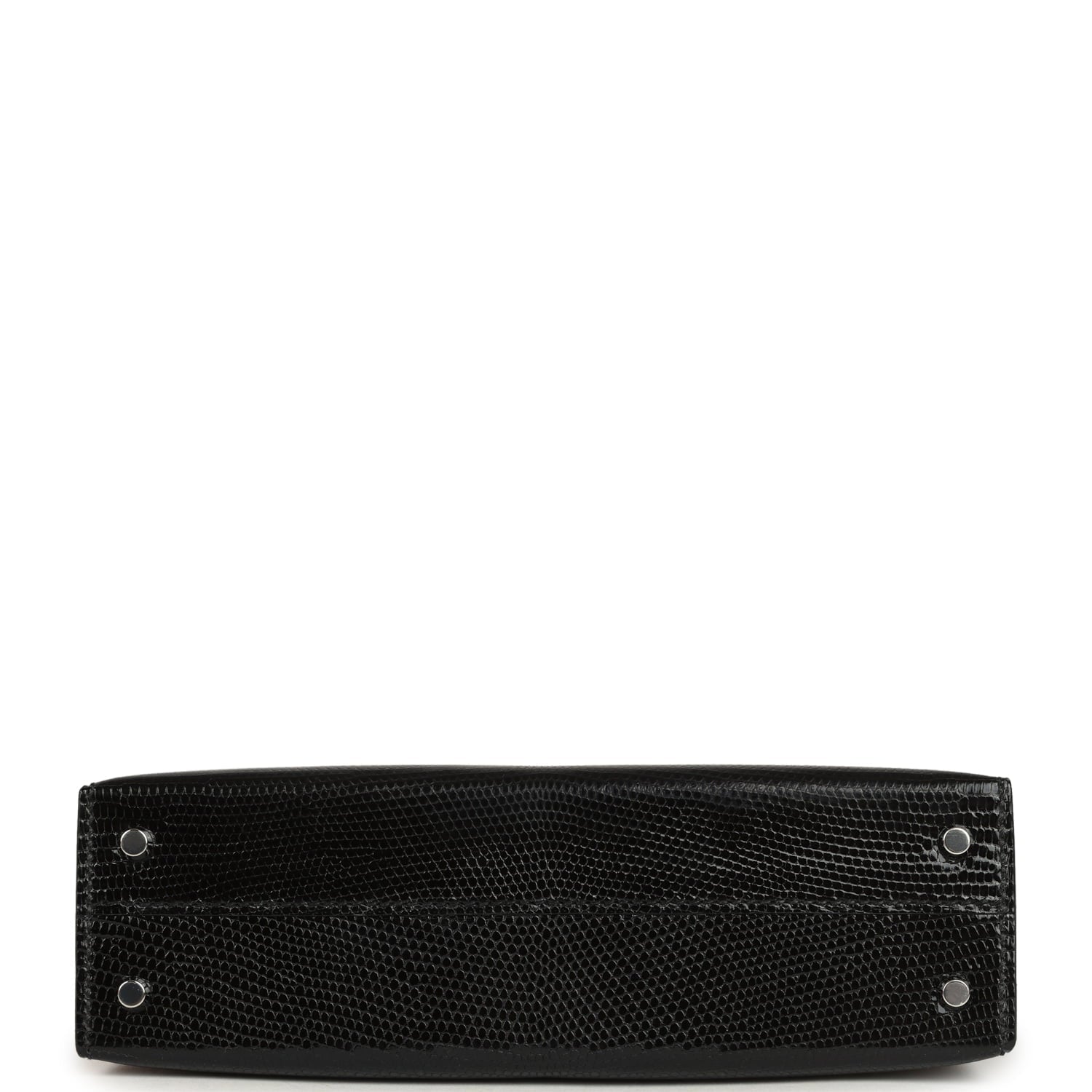 Hermes Kelly Sellier 20 Black Shiny Lizard Palladium Hardware