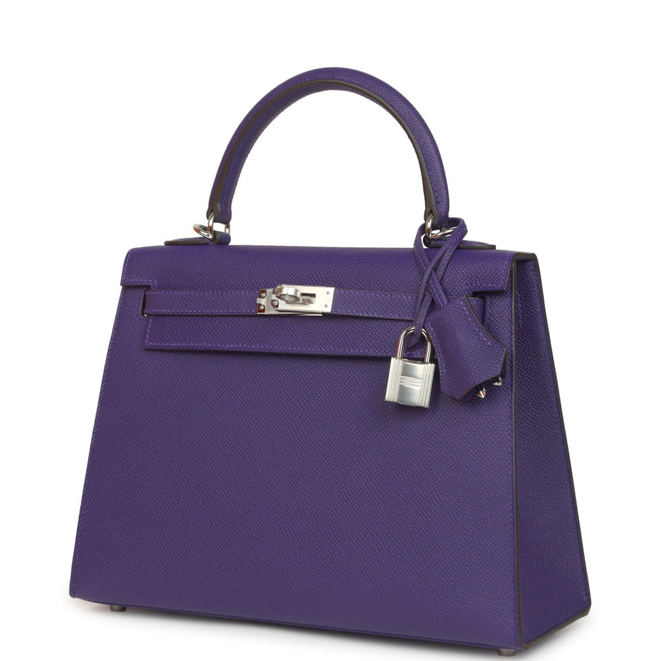 Hermes Kelly Sellier 25 Purple Epsom Palladium Hardware
