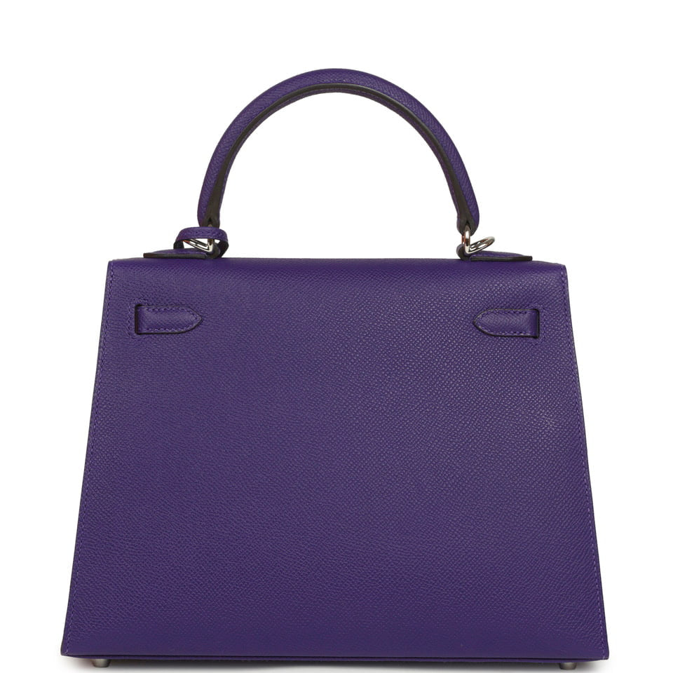 Hermes Kelly Sellier 25 Purple Epsom Palladium Hardware