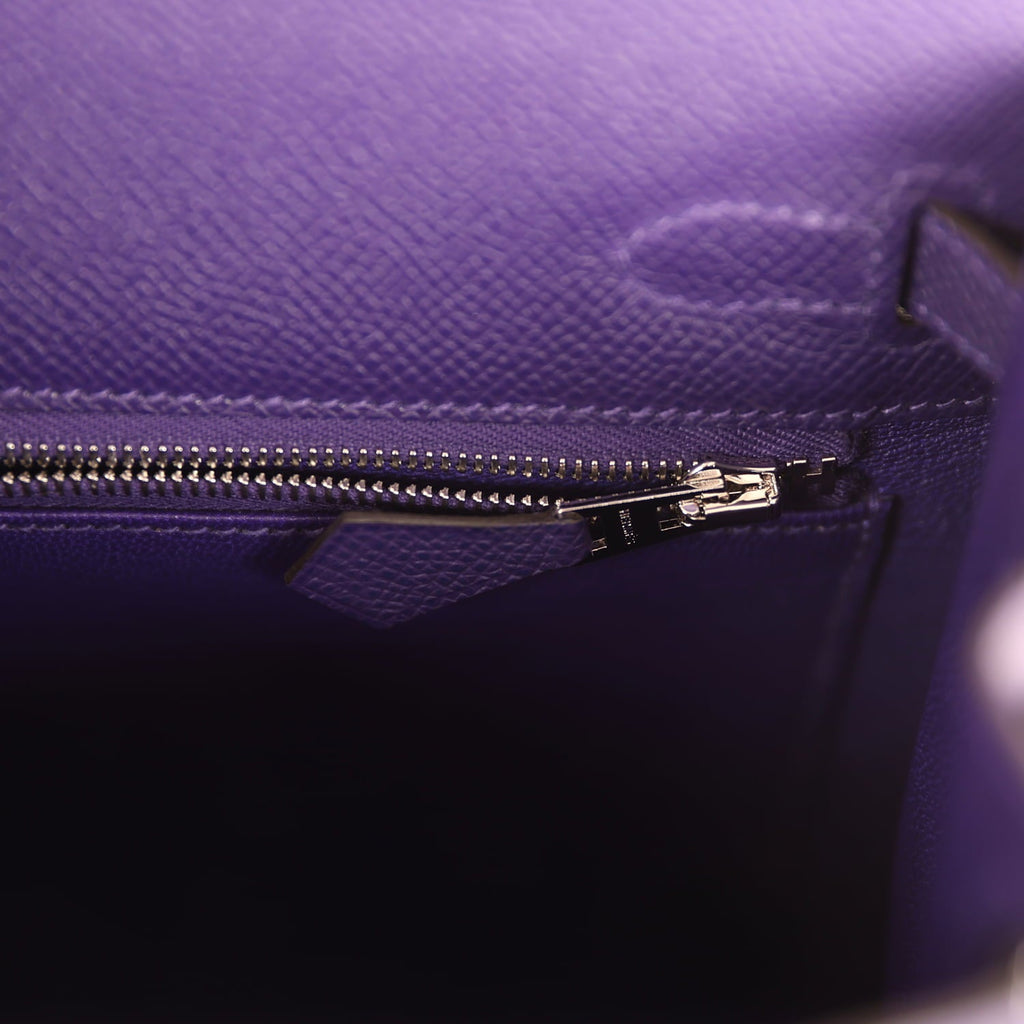 Hermes Kelly Sellier 25 Purple Epsom Palladium Hardware