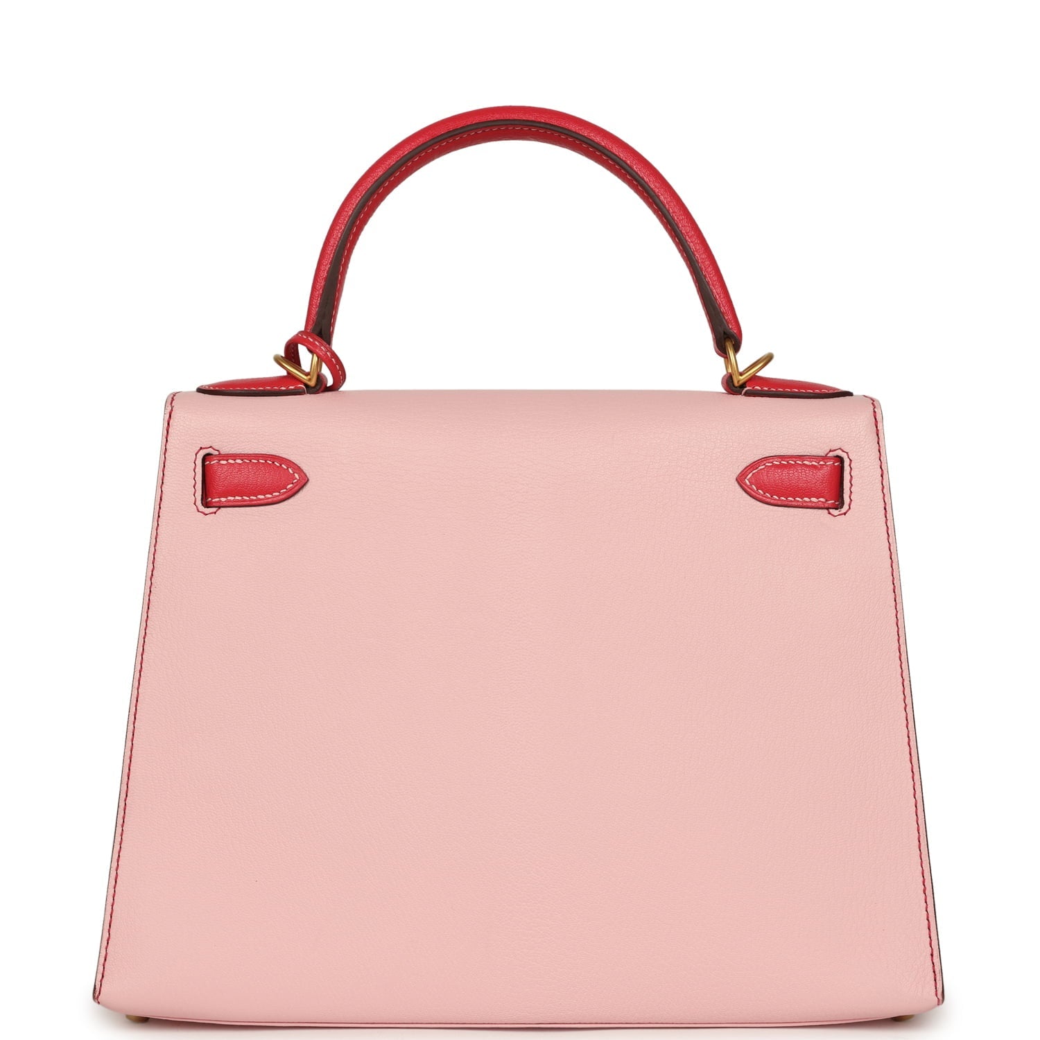 Pre-owned Hermes Special Order (HSS) Kelly Sellier 28 Rose Sakura and Rose Extreme Chevre Brushed Gold Hardware
