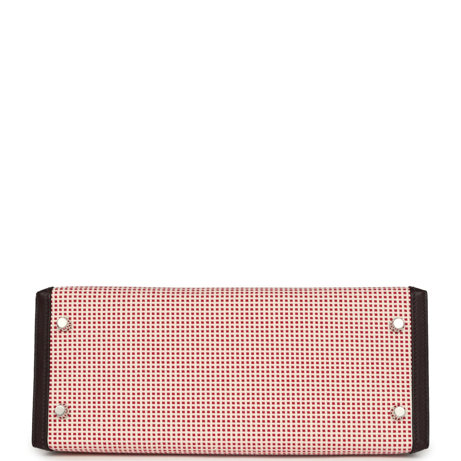 Hermes Quadrille Kelly Sellier 28 Rouge Sellier Swift and Ecru, White and Fambroise Toile Palladium Hardware