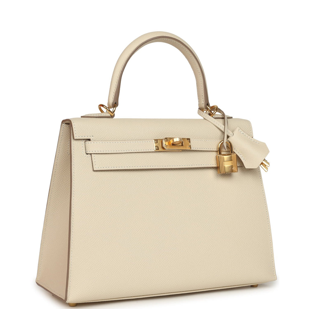 Hermes Kelly Sellier 25 Craie Epsom Gold Hardware