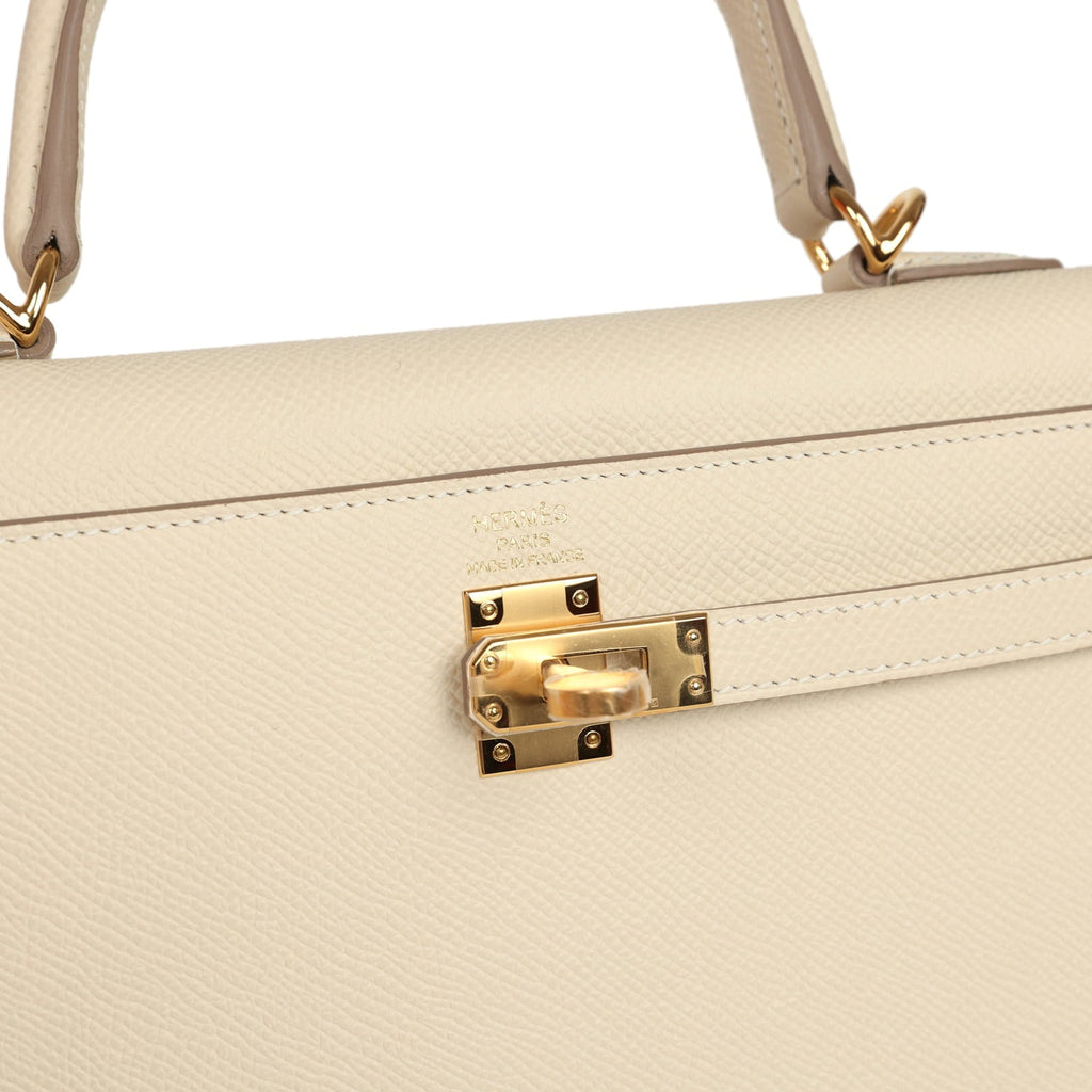 Hermes Kelly Sellier 25 Craie Epsom Gold Hardware