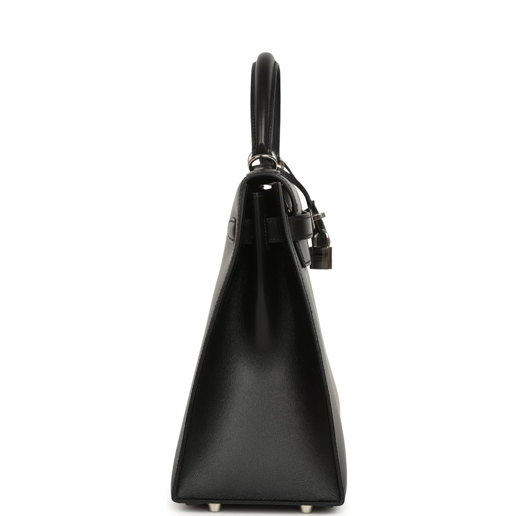 New Hermes Kelly Sellier 32 Black Tadelakt Palladium Hardware