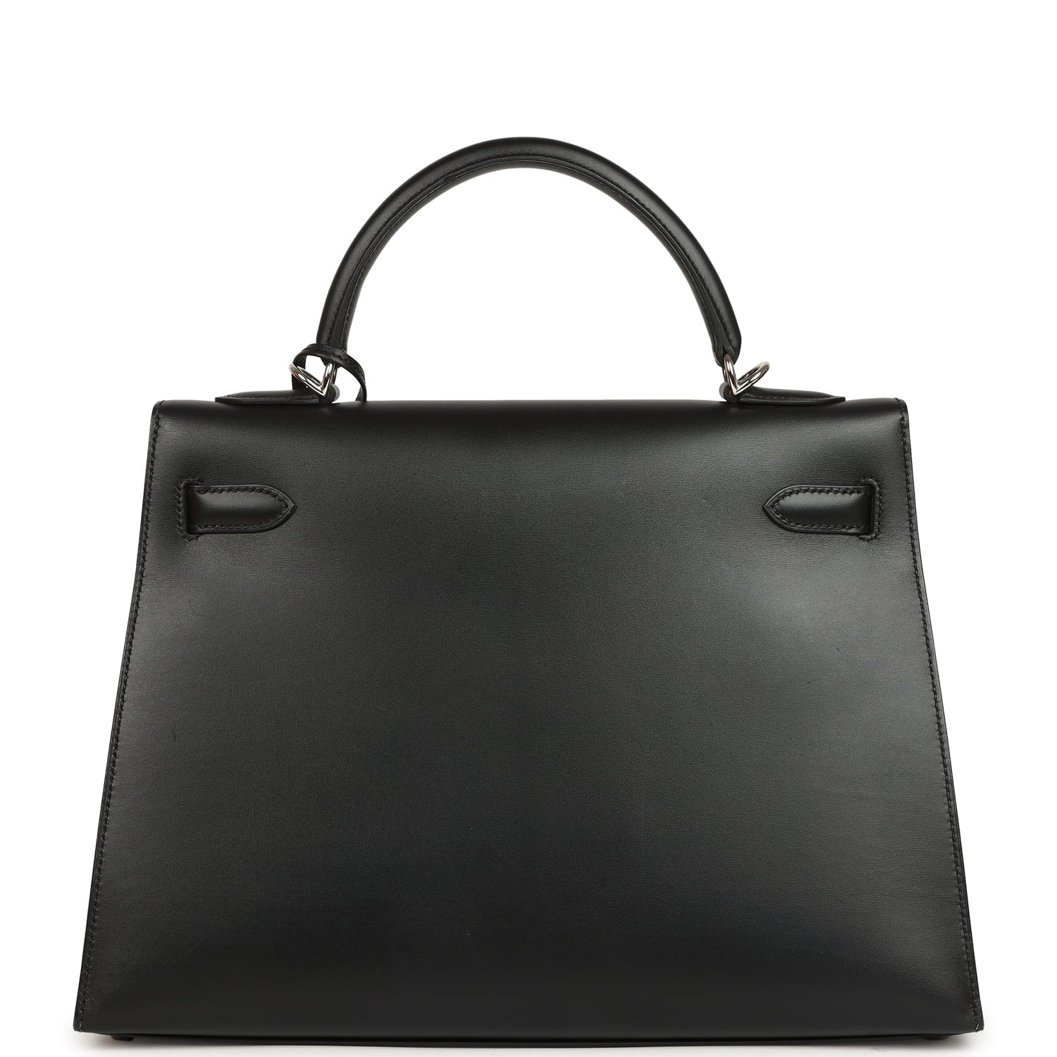Vintage Hermes Kelly Sellier 32 Black Tadelakt Palladium Hardware