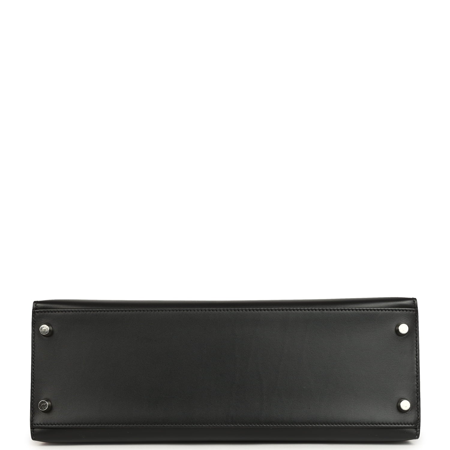Vintage Hermes Kelly Sellier 32 Black Tadelakt Palladium Hardware
