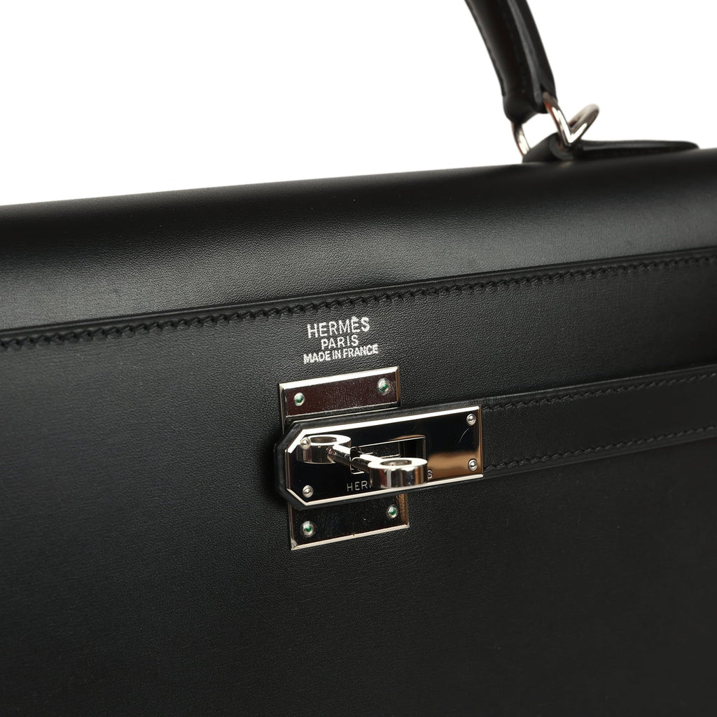 New Hermes Kelly Sellier 32 Black Tadelakt Palladium Hardware