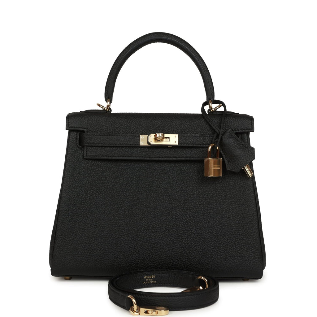 Hermes Kelly Retourne 25 Black Togo Permabrass Hardware Payment 1 for EC