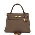 Pre-owned Hermes Kelly Retourne 28 Etoupe Togo Gold Hardware
