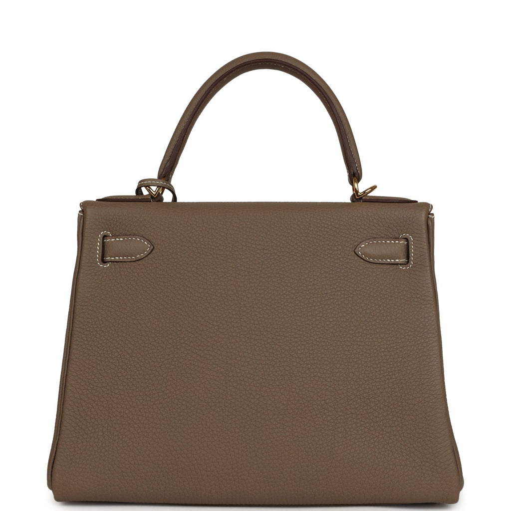 Pre-owned Hermes Kelly Retourne 28 Etoupe Togo Gold Hardware