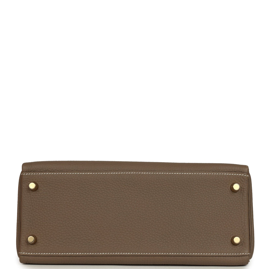 Pre-owned Hermes Kelly Retourne 28 Etoupe Togo Gold Hardware